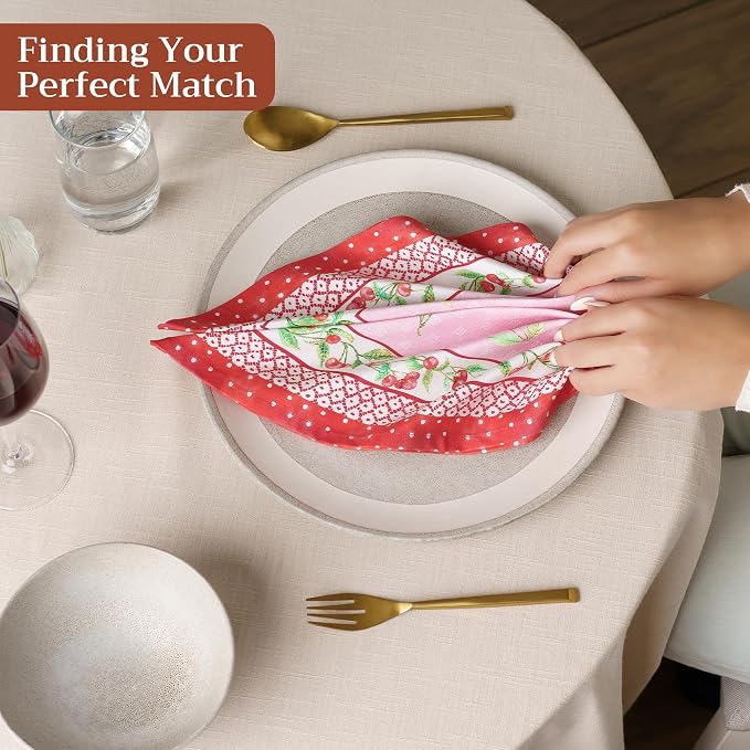 Maison d' Hermine Cloth Napkins Set of 4 Reusable 100% Cotton (18" x 18") | Everyday Square Napkins Cloth Washable Dinner Party Wedding Restaurant Hotel Kitchen Spring Summer - Pink Cherries - Image 4