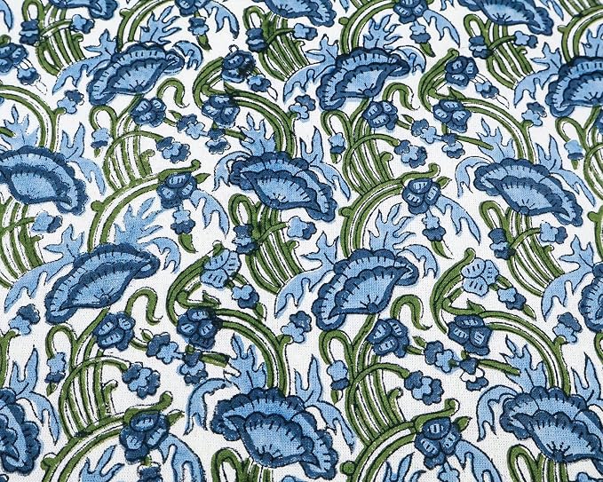 Handblock Print 100% Cotton Napkins Set of 4, Green Blue Washable and Durable Everyday Use Cloth Napkins for Picnic Party Dining Kitchen Home Decor Christmas Gifting 20 X 20 Inches - Image 4