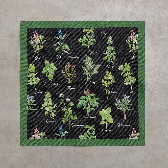 Maison d' Hermine Cloth Napkins Set of 4 Reusable 100% Cotton (18" x 18") | Everyday Square Napkins Cloth Washable Dinner Party Wedding Restaurant Hotel Kitchen Spring Summer - Fresh Herbs - Image 8