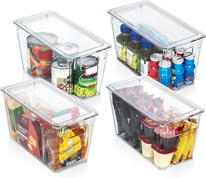 ClearSpace Modern Plastic Storage Bins with Lids Perfect Kitchen Organization or Pantry Fridge Organizer, 8 Pack, Transparent, Rectangular, 12.5" x 6" x 7", 9L Capacity, 8 Compartments - Image 3