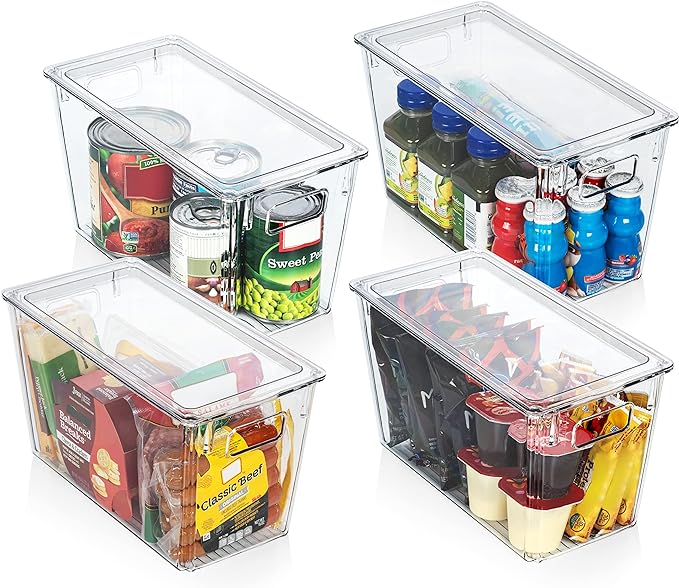 ClearSpace Modern Plastic Storage Bins with Lids – Perfect Kitchen Organization or Pantry Fridge Organizer, 4 Pack, 12.5" x 6" x 7", 9L Capacity Each, BPA Free, Stackable - Image 3