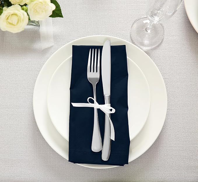 Utopia Kitchen Cotton Blend Navy Blue Cloth Napkins [12 Pack, 18x18 Inch] | Absorbent Washable and Reusable for Dinner, Restaurant, Lunch, Wedding and Hotel - Image 6