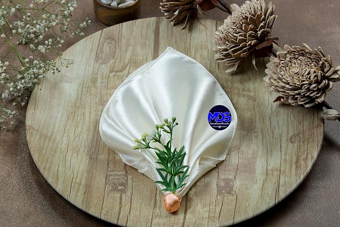 Set of 100 PCS Satin Napkin 12x12 Inch Square, Dinner Table Napkins for Wedding, Bulk Silky Sateen Cloth Napkins for Restaurant Banquet Graduation Birthday Party Decoration - Ivory - Image 6