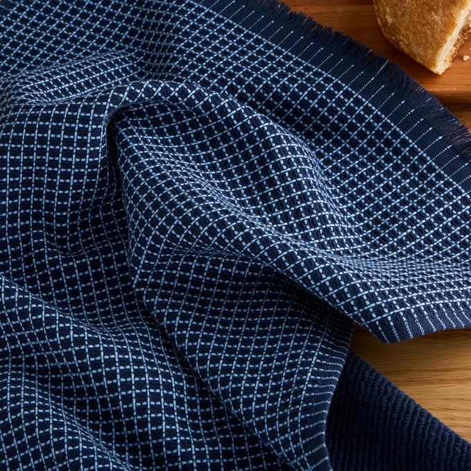 KitchenAid Gourmet Series Gridlines Kitchen Towels 3-Pack Set, 100% Cotton Absorbent, Ink Blue, 18"x28" - Image 5