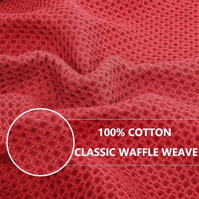 Homaxy 100% Cotton Waffle Weave Kitchen Towels, 10-Pack, Brick Red | Ultra Soft Absorbent Dish Towels, Quick Drying Cleaning Towels, 13 x 28 Inches - Image 2