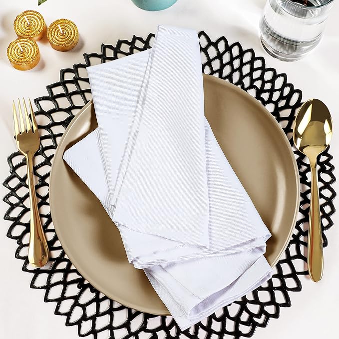 Utopia Kitchen Cotton Blend White Cloth Napkins [12 Pack, 20x20 Inch] | Absorbent Washable and Reusable for Dinner, Restaurant, Lunch, Wedding and Hotel - Image 8