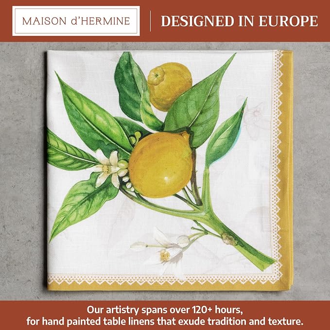 Maison d' Hermine Cloth Napkins Set of 6 Reusable 100% Cotton (20" x 20") | Everyday Square Napkins Cloth Washable Dinner Party Wedding Restaurant Hotel Kitchen Spring Summer - Limoncello - Image 2