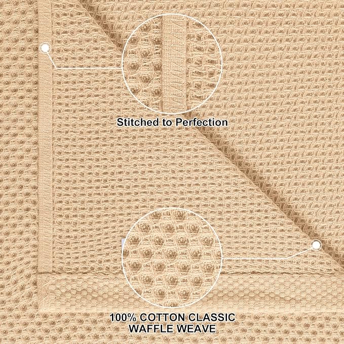 Homaxy 8 Pack 100% Cotton Kitchen Towels and Dishcloths Set, Apricot | 12 x 12 Inches and 13 x 28 Inches Kitchen Towels Set, Ultra Soft Absorbent Dish Cloths for Washing Dishes - Image 2