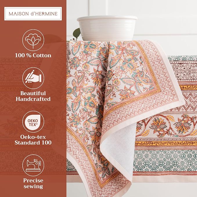 Maison d' Hermine Cloth Napkins Set of 4 Reusable 100% Cotton (20" x 20") | Everyday Square Napkins Cloth Washable Dinner Wedding Restaurant Hotel Kitchen Thanksgiving Christmas - Nila - Image 2