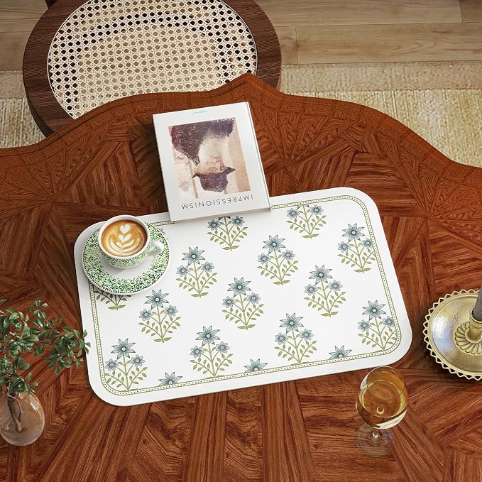 Vinyl Waterproof Placemats Set of 6 Rectangular,12"*17"-Mosella B | Wipeable Beautiful Print Place Mats,Stain Resistant,Heat Resistant,Everyday Meals,Kitchen,Dinning,Holiday,Decor - Image 2