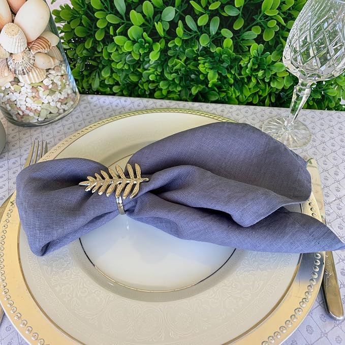 Linen Napkins –100% French Flax – Stonewashed Pure Linen Cloth Napkins - Size 18 Inch x 18 Inch – Set of 4 (Soft Rustic Blue) - Image 4
