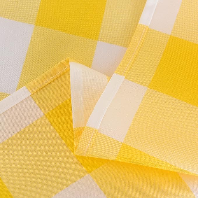 Cupuamon 2 Pack Waterproof Polyester Fabic Round Checkered Tablecloth，60 Outdoor Table Cloth，Oil Stain Prevention Table Cloth for Pinics and Parties（Yellow and White） - Image 7