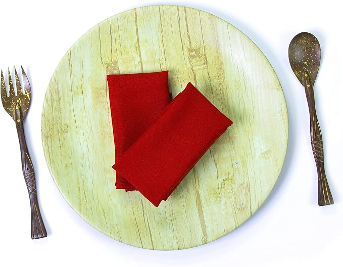Pack of 12 Polyester Napkins 17 x 17 Inch Square with Scalloped Edge, Plain Washable Reusable Dining Table Cloth Napkin for Wedding Party Banquet Home Restaurant Bistro Decoration - Red - Image 3