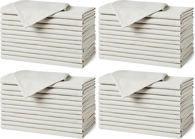 Amazon Basics Reusable Stain and Wrinkle Resistant Cloth Napkins, 17 x 17 inches, White, 12 Count (Pack of 4) by AmazonBasics