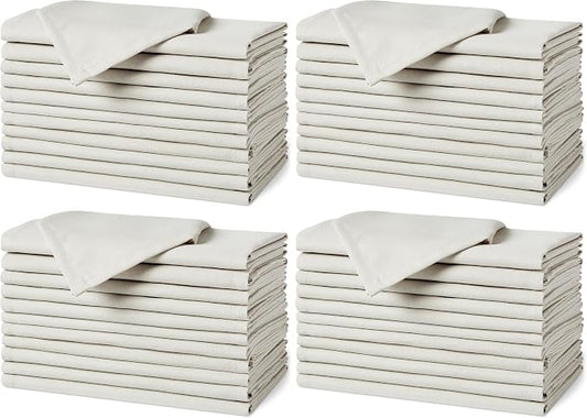 Amazon Basics Reusable Stain and Wrinkle Resistant Cloth Napkins, 17 x 17 inches, White, 12 Count (Pack of 4) by AmazonBasics