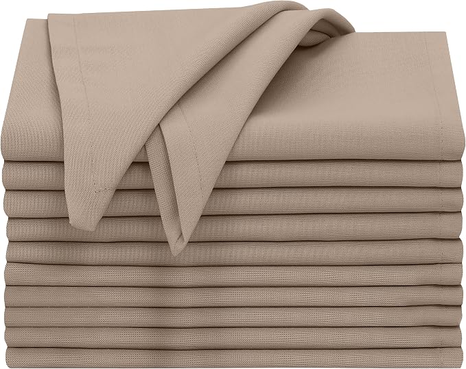Ruvanti Cloth Napkins Set of 12, 18x18 Inches, 100% Cotton, Washable, Soft & Absorbent, Perfect for Wedding, Christmas, ‎Thanksgiving Dinners - Light Taupe - Image 9