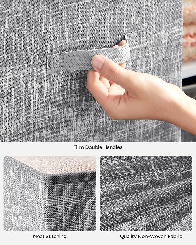SONGMICS Storage Cubes, 11.8-Inch Non-Woven Fabric Bins with Double Handles, Set of 6, Closet Organizers for Shelves, Foldable, for Clothes, Cattail Gray UROB030G01 - Image 5