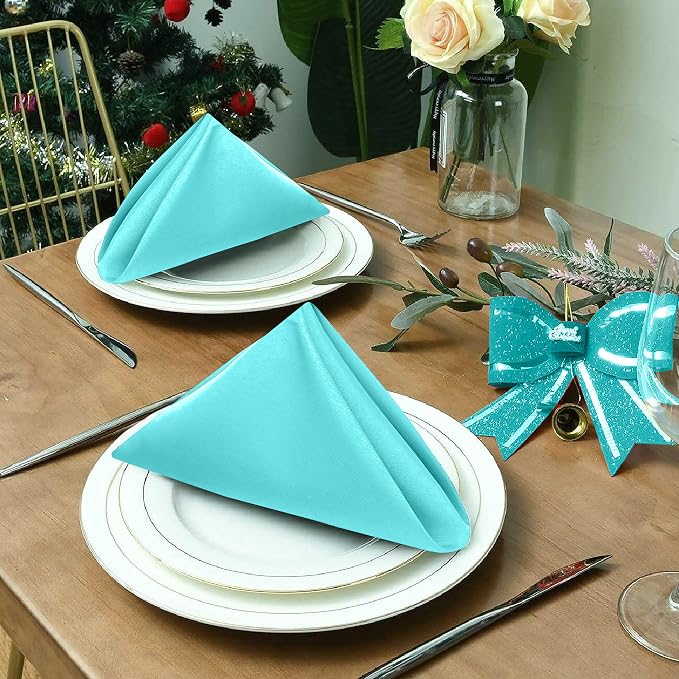 Ruvanti Cloth Napkins Set of 12, 18x18 Inches Napkins Cloth Washable, Soft, Durable, Absorbent, Cotton Blend. Table Dinner Napkins Cloth for Hotel, Lunch, Restaurant, Wedding, Parties - Waterspout - Image 5
