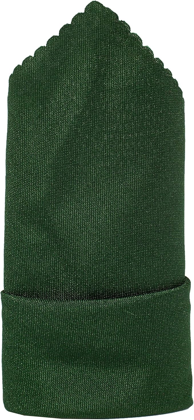 Pack of 12 Polyester Napkins 17 x 17 Inch Square with Scalloped Edge, Plain Washable Reusable Dining Table Cloth Napkin for Wedding Party Banquet Home Restaurant Bistro Decoration - Hunter Green - Image 4