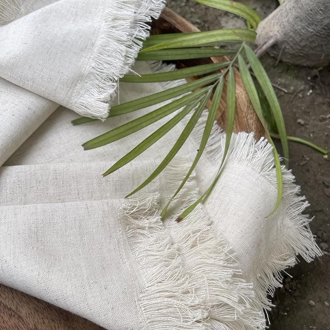 Linen Cloth Dinner Napkins Set of 12 – 18x18 Natural with Fringed Corners | Machine washable Fabric Napkins For Weddings, Baby Showers, Parties & Dining - Image 5