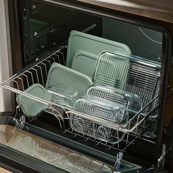 Glass Food Storage Containers with Lids — 6 Piece — 26.5 oz & 40.57 oz Glass with BPA-Free Leakproof Stackable Lids — Microwave, Oven & Dishwasher Safe — Ideal for Meal Prep & More - Soft Sage - Image 8