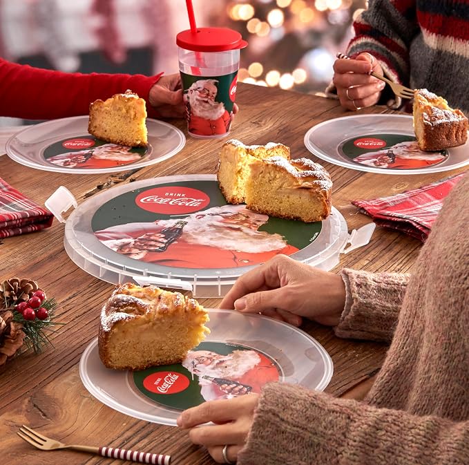 Snips, Cake Holder decoration Santa Claus Vintage Coca-Cola, Sweets Keeper with 4 Safety Locks, Ø 28 cm, Made in Italy - Image 6