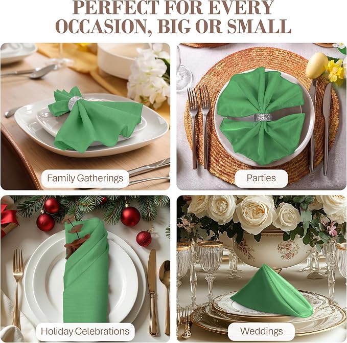 17x17-Inch Shantung Satin Cloth Napkins, Kelly, Set of 120 - Image 4