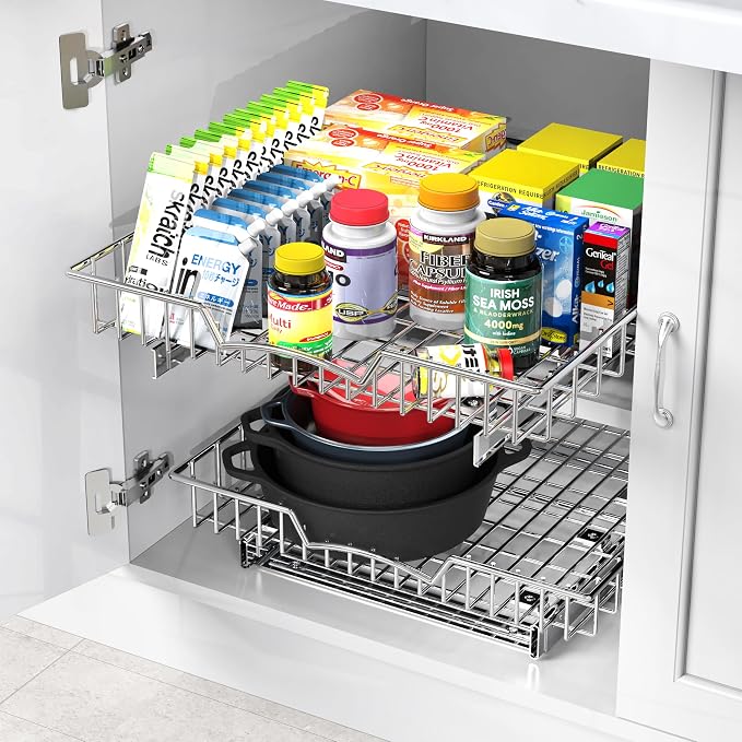 Simple Houseware Under Cabinet Pull Out Sliding Shelf Drawer, 18Dx17W | for Kitchen Organizer - Image 5