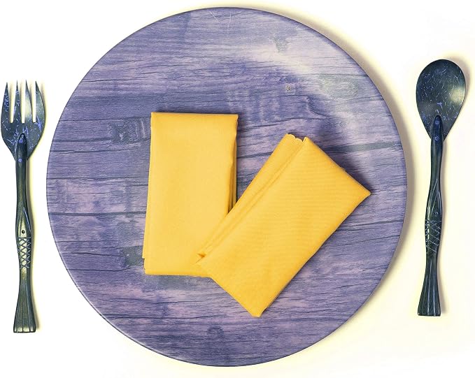 Pack of 50 Polyester Napkins 17 x 17 Inch Square with Scalloped Edge, Plain Washable Reusable Dining Table Cloth Napkin for Wedding Party Banquet Home Restaurant Bistro Decoration - Yellow Gold - Image 3