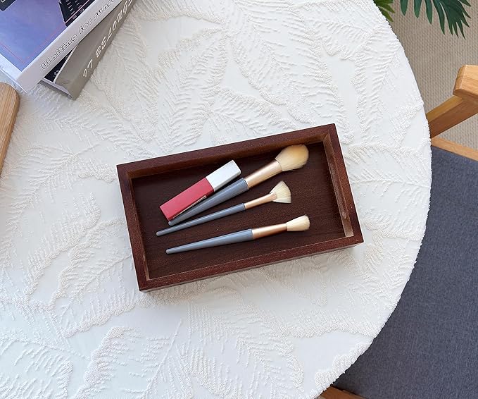 3 Pack Small Serving Mini Tray with Handles - 9.8 Inch Bamboo Tray | Rectangular Tray for Coffee Table, Kitchen Counter, Ottoman | Decorative Organizer for Drinks, Snacks, Bathroom Essentials - Image 3