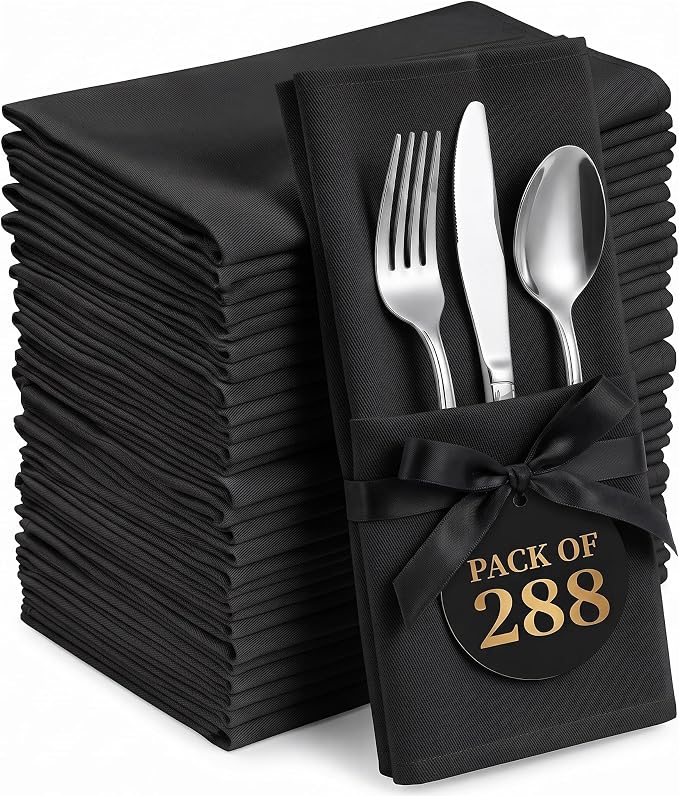 Bulk 288-Pack Hotel Cloth Napkins, 17" x 17", Wrinkle Resistant, Black | High Volume Collection for Restaurants, Catering & Event Venues, Washable & Reusable by UTOPIAHOME