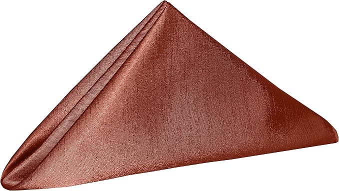 20x20-Inch Shantung Cloth Napkins, Burnt Orange Set of 120 | Bulk Case of 10 Dozen, Dinner Napkins, Satin, Square, 100% Polyester Fabric, Reversible, Faux Dupioni Silk Reverse Side - Image 2