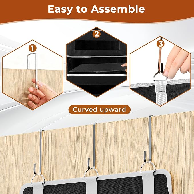 5 Tier Over The Door Organizer - Large Capacity Behind Door Hanging Shelves with 10 Mesh Pockets and Clear Windows, Closet Organizers and Storage for Bathroom, Bedroom, Nursery, Black - Image 6