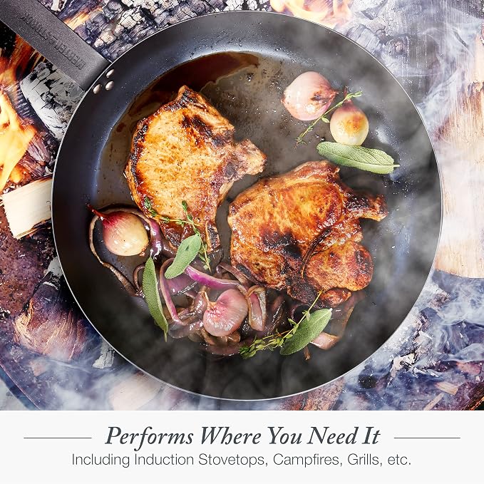Merten & Storck 8" Pre-Seasoned Carbon Steel Frying Pan Skillet | Natural Nonstick with Use, Induction & All Stovetop Suitable, Grill & Campfire Safe, Even Heating, Indoor/Outdoor Use - Image 7