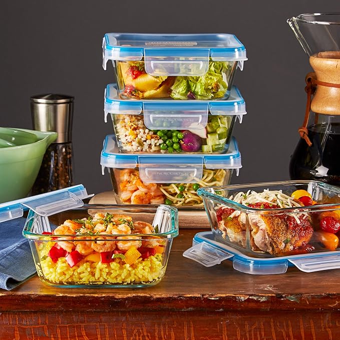 Snapware Total Solutions (10-Pack, 4 Cup) Glass Food Storage Containers Set, Airtight & Leakproof Locking BPA-Free Lids, Freezer Dishwasher Microwave Safe - Image 2