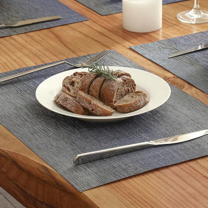 Leetaltree Denim Blue Placemats Set of 12 - Heat Resistant Non-Slip Place mats for Dining Table, Washable Durable PVC Vinyl Woven Table Mats（Denim Blue, 12） - Image 8
