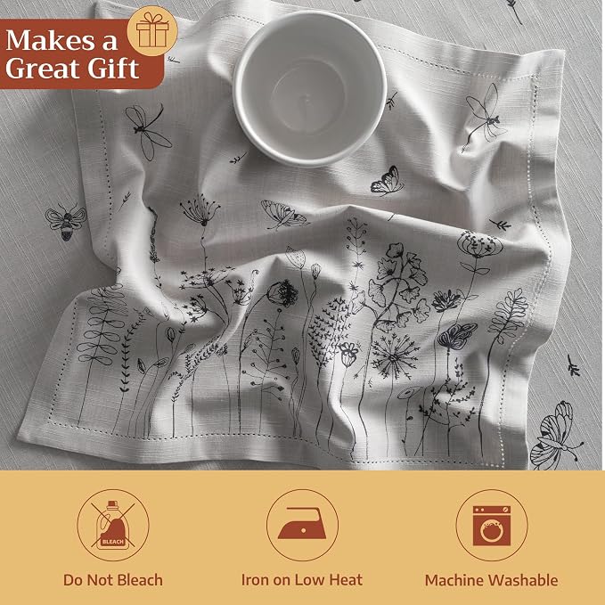 Maison d' Hermine Cloth Napkins Set of 4 Reusable 100% Cotton (20" x 20") | Everyday Square Napkins Cloth Washable Dinner Party Wedding Restaurant Hotel Kitchen Spring Summer - Flore - Image 5