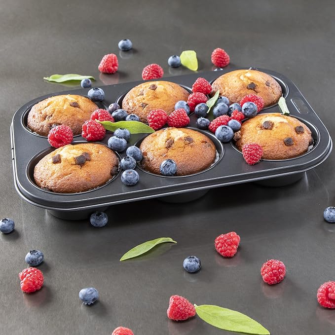 I-Cook 5508 6 Cup Deep Muffin pan, Carbon, Multicolour - Image 4