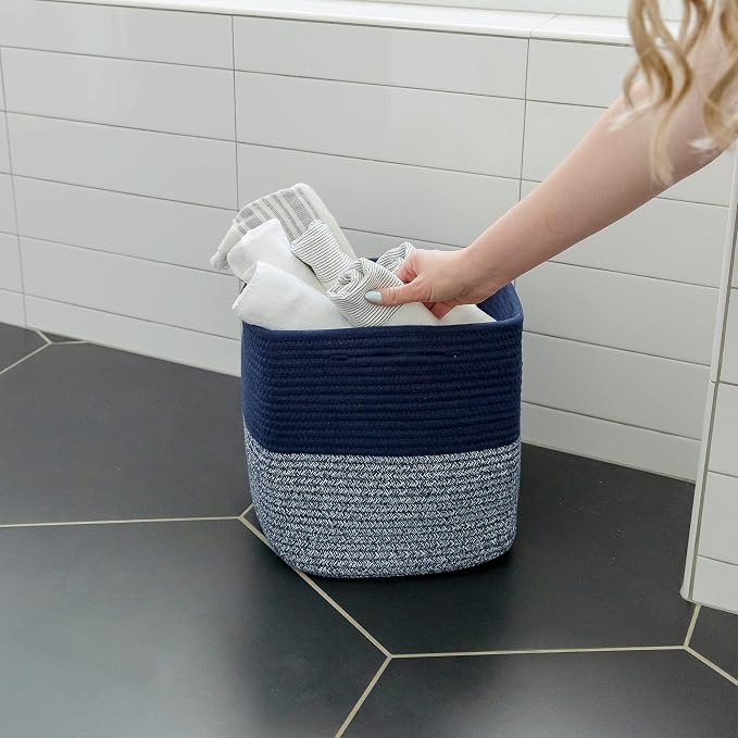 NaturalCozy Storage Cubes 11 Inch Cotton Rope Woven Baskets for Organizing, 3-Pack | Cube Storage Bin | Square Storage Baskets for Shelves Organizer, Classroom, Kids Toy Bins, Closet, Baby Nursery - Image 5