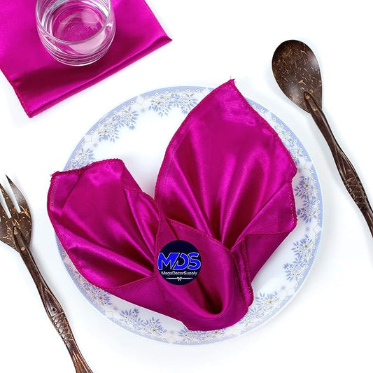 Set of 100 PCS Satin Napkin 12x12 Inch Square, Dinner Table Napkins for Wedding, Bulk Silky Sateen Cloth Napkins for Restaurant Banquet Graduation Birthday Party Decoration - Magenta Violet by MDS