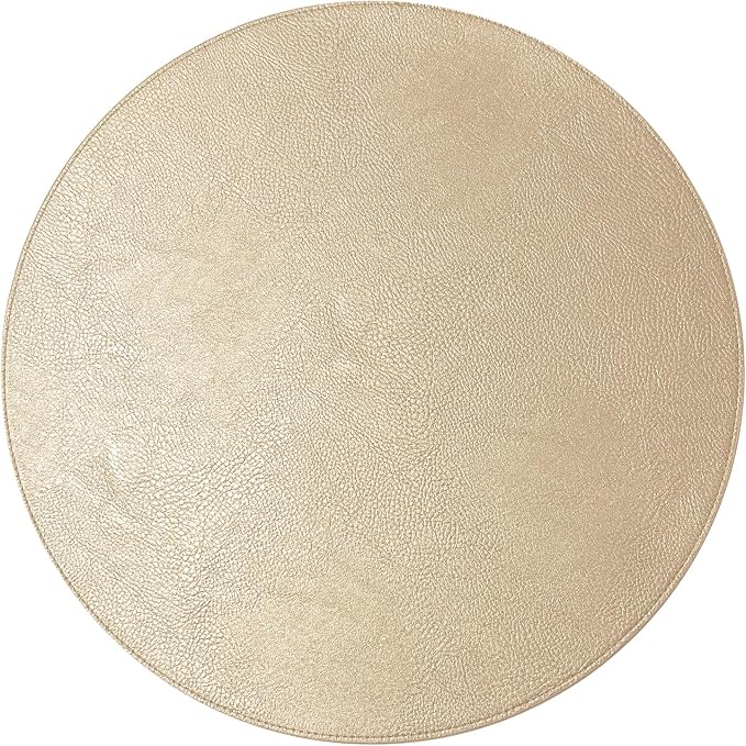 Morgan Faux Leather Set of 12 Placemats, 15" Round, Champagne, Heat Resistant, Stain Resistant, Non-Slip, Reversible, Durable Table Mats for Kitchen, Dining Table, Indoor Washable Use - Image 3