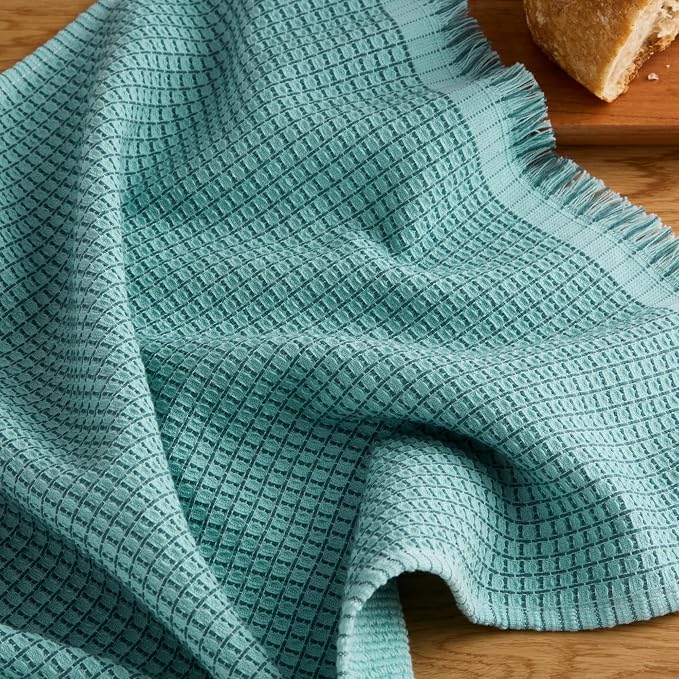 KitchenAid Gourmet Series Gridlines Kitchen Towels 3-Pack Set, 100% Cotton Absorbent, Mineral Water Aqua, 18"x28" - Image 5