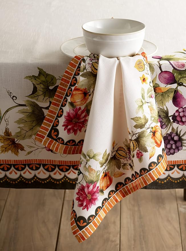 Maison d' Hermine Cloth Napkins Set of 4 Reusable 100% Cotton (20" x 20") | Everyday Square Napkins Cloth Washable Dinner Wedding Kitchen Thanksgiving Christmas - Pumpkin Garden - Cloudy Cream - Image 8