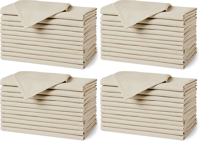 Amazon Basics Reusable Stain and Wrinkle Resistant Cloth Napkins, 17 x 17 inches, Beige, 12 Count (Pack of 4) by AmazonBasics
