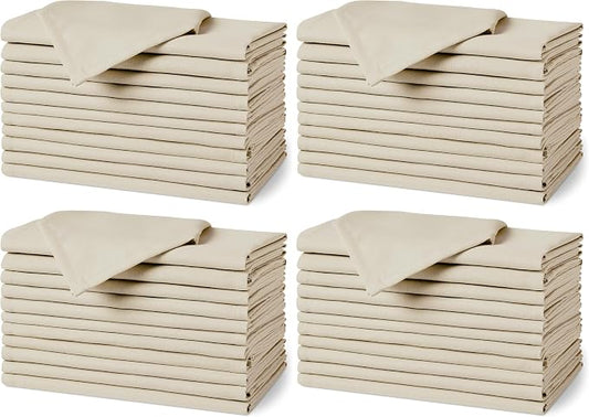 Amazon Basics Reusable Stain and Wrinkle Resistant Cloth Napkins, 17 x 17 inches, Beige, 12 Count (Pack of 4) by AmazonBasics