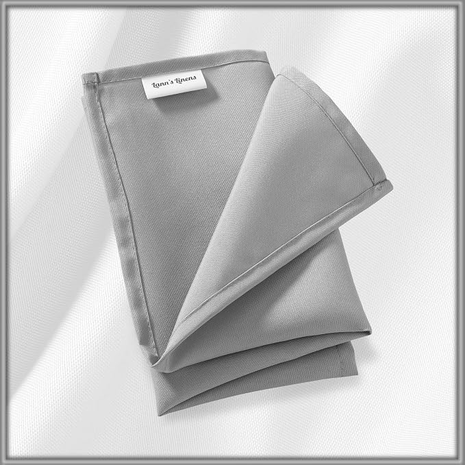 Lann's Linens Set of 12 Cloth Dinner Napkins, 20-inch Polyester Napkins, Washable and Reusable Fabric for Weddings, Hotels, Restaurants - Silver Gray - Image 6