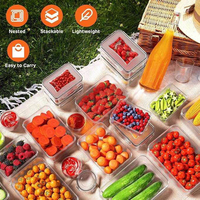 44 PCS Food Storage Container with Lid (22 Lids & 22 Containers) - Airtight Leakproof Plastic Kitchen Organization Set Reusable Microwave/Freezer/Dishwasher Safe Meal Prep Container with Label & Pen - Image 5