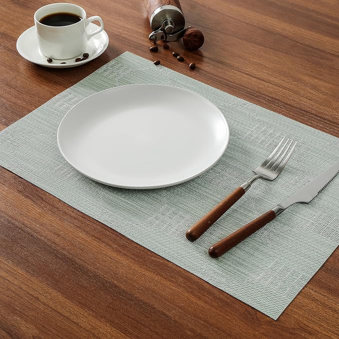 Leetaltree Mint Cream Placemats Set of 12 - Heat Resistant Non-Slip Place mats for Dining Table, Washable Durable PVC Vinyl Woven Table Mats（Mint Cream, 12） - Image 7