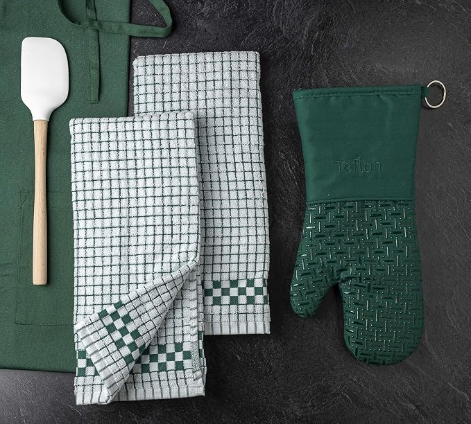XLNT Highly Absorbent Kitchen Dish Towels 100% Cotton 18x28 inch – Ultra-Thick Dishcloths – Premium Weave for Drying & Cleaning – Soft, Durable & Lint-Free – Pack of 3 Green - Image 4