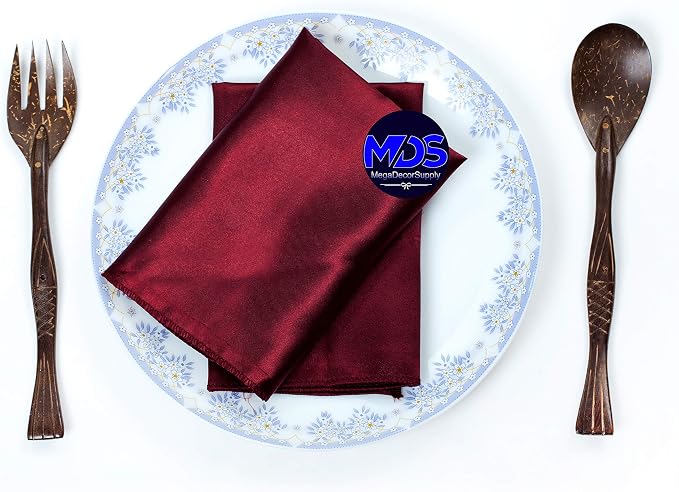 Set of 100 PCS Satin Napkin 12x12 Inch Square, Dinner Table Napkins for Wedding, Bulk Silky Sateen Cloth Napkins for Restaurant Banquet Graduation Birthday Party Decoration - Maroon - Image 5